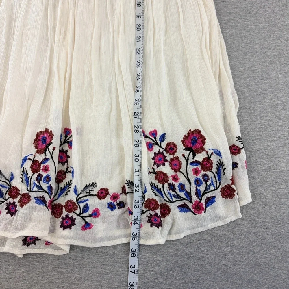 Free People Women's Embroidered Mini Dress Size Medium Ivory Boho Tunic
